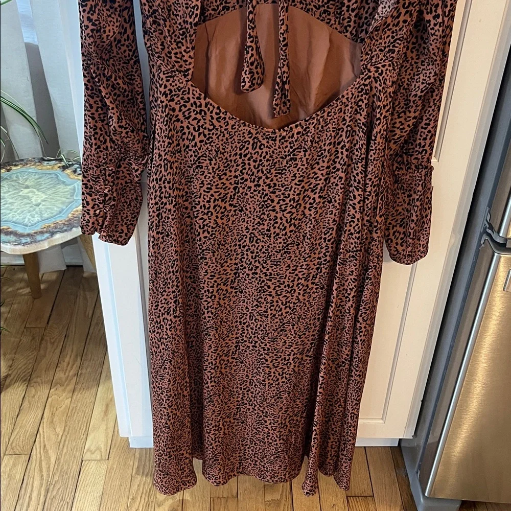 Free people loveless leopard backless midi silky dress NWOT sz 4 - Picture 5 of 7